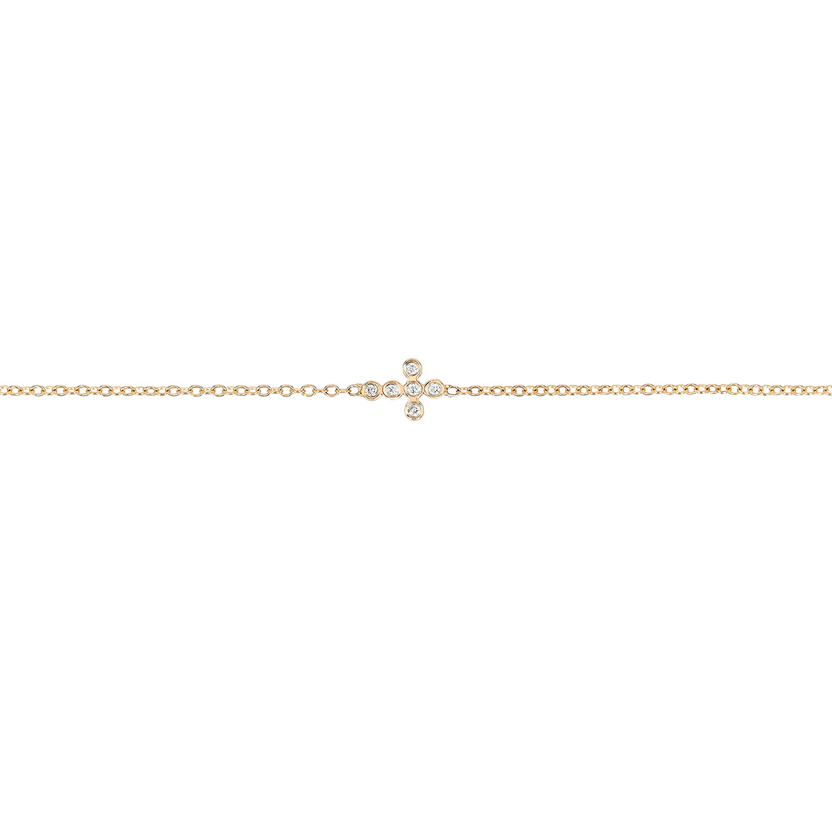 Zoe Chicco Small Bezel Set Diamond Cross Bracelet in  Yellow Gold