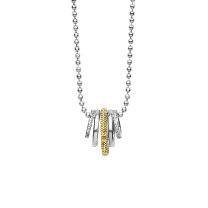 LAGOS Two-Tone Five Ring Diamond Pendant Necklace, 16"