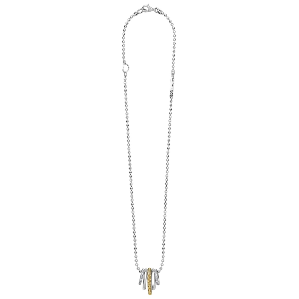 LAGOS Two-Tone Five Ring Diamond Pendant Necklace, 16