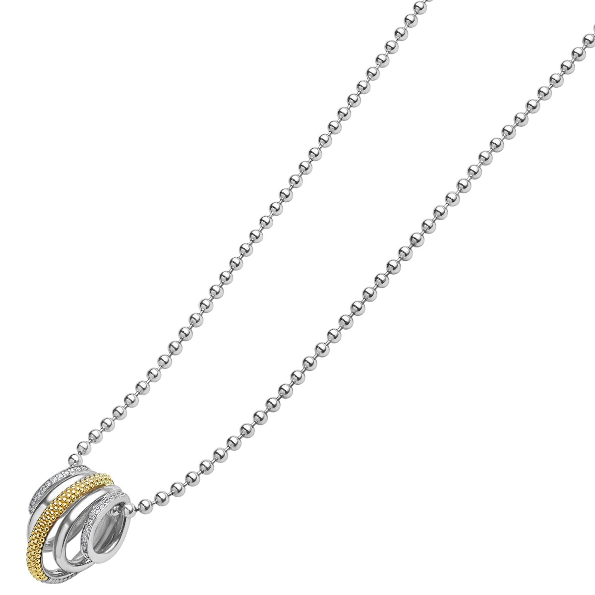 LAGOS Two-Tone Five Ring Diamond Pendant Necklace, 16