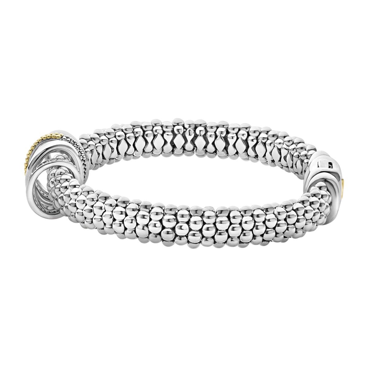 LAGOS Caviar Lux Two-Tone Five Ring Diamond 9mm Caviar Bracelet, Medium