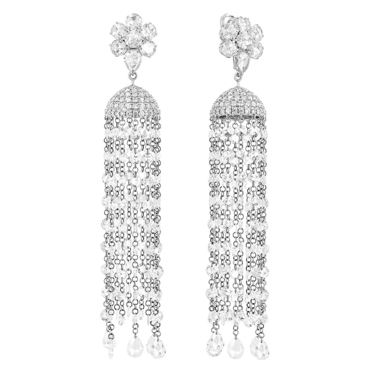 TARA Pearls Diamond Flower & Chandelier Dangle Earrings in White Gold