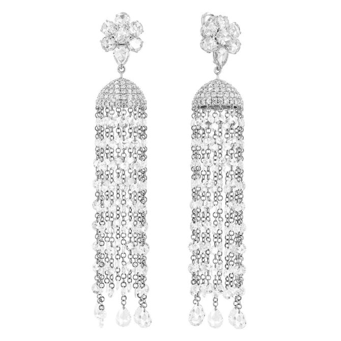 TARA Pearls Diamond Flower & Chandelier Dangle Earrings in White Gold