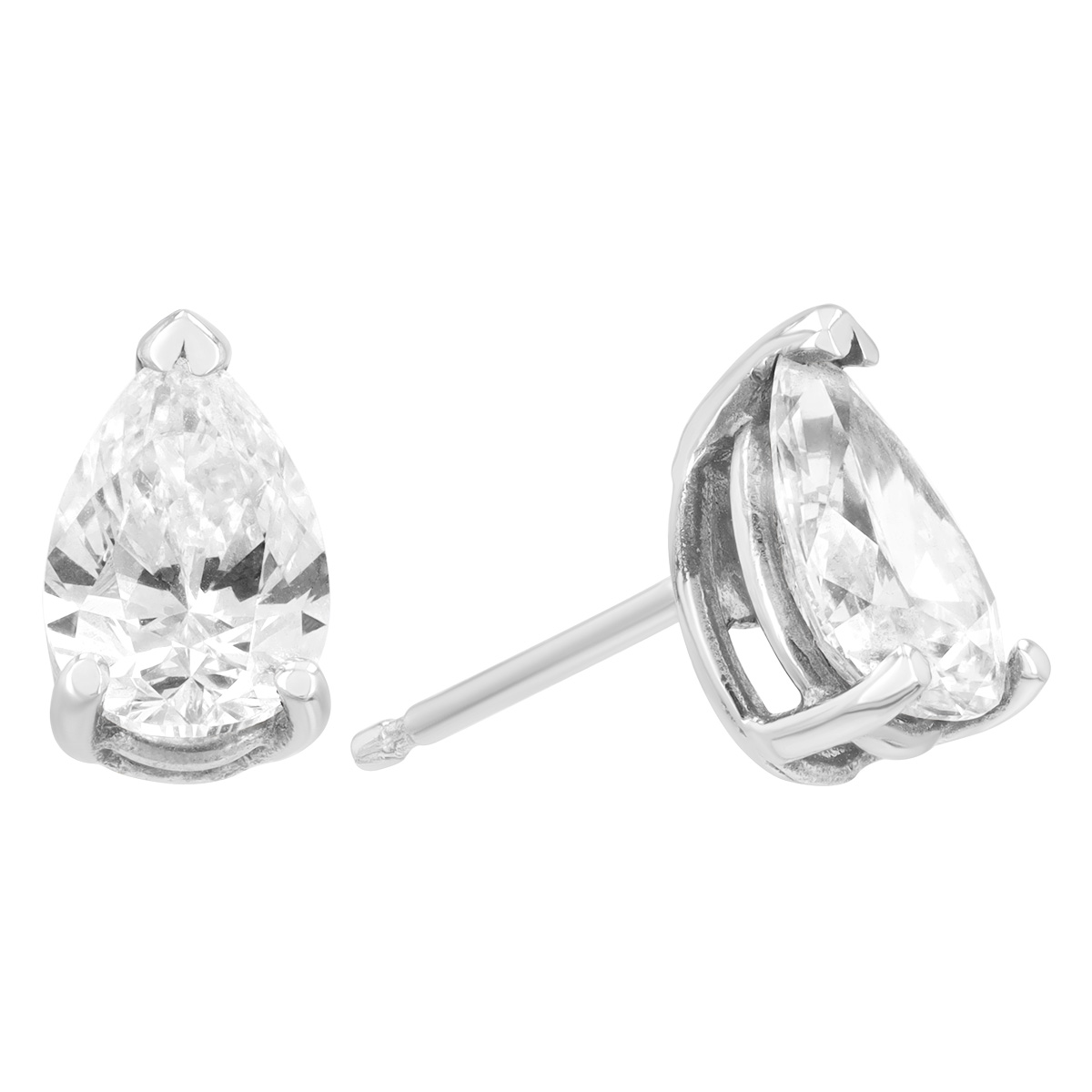 TARA Pearls Pear Shape Stud Earrings in White Gold, 1.40 cttw