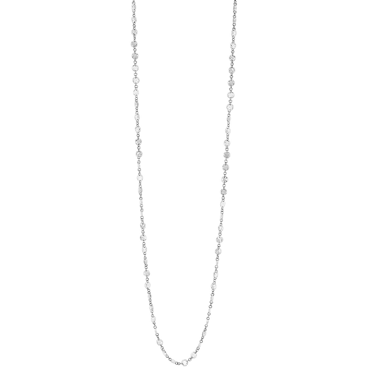 TARA Pearls Rose Cut Diamond Station Necklace in White Gold, 28