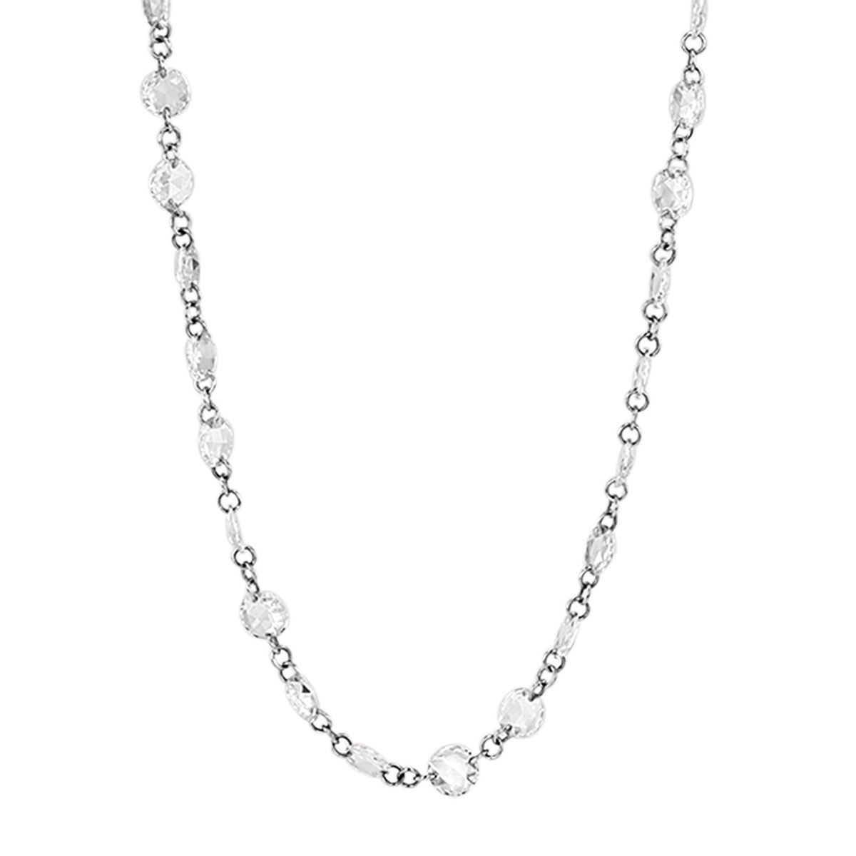 TARA Pearls Rose Cut Diamond Station Necklace in White Gold, 28