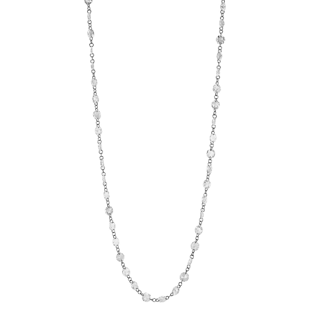 TARA Pearls Rose Cut Diamond Station Necklace in White Gold, 20