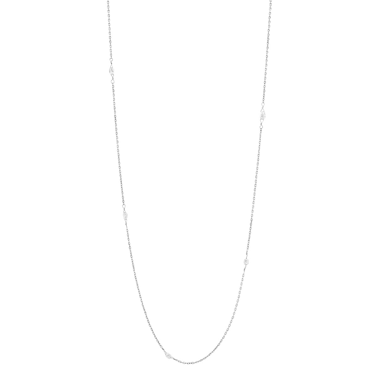 TARA Pearls Diamond Briolette 7 Station Necklace in Platinum, 25