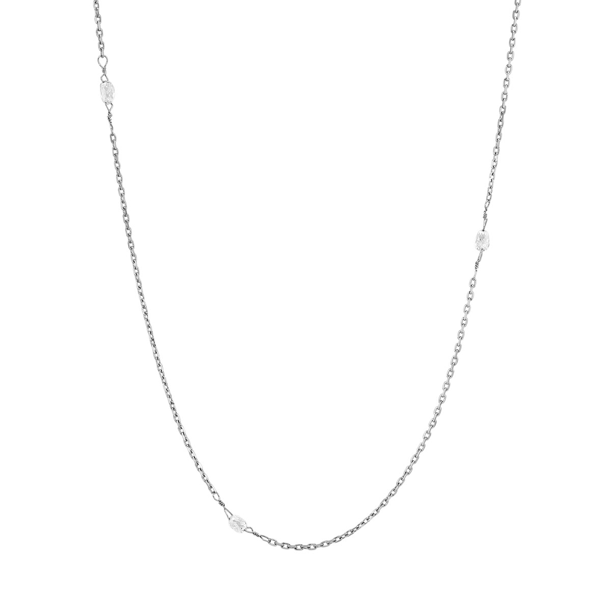 TARA Pearls Diamond Briolette 7 Station Necklace in Platinum, 25