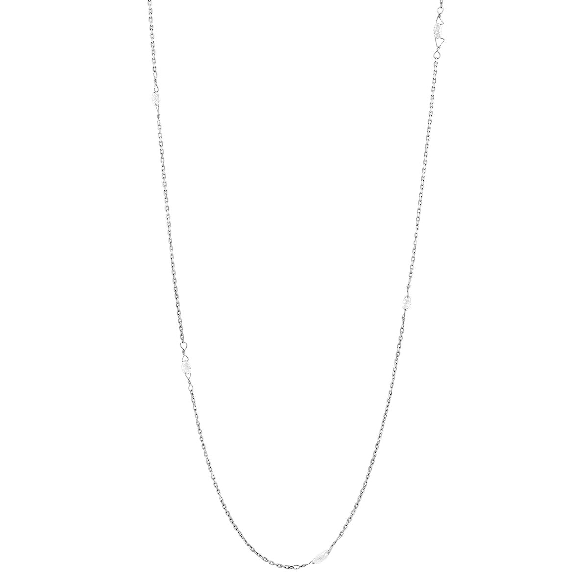 TARA Pearls Diamond Briolette 7 Station Necklace in Platinum, 23
