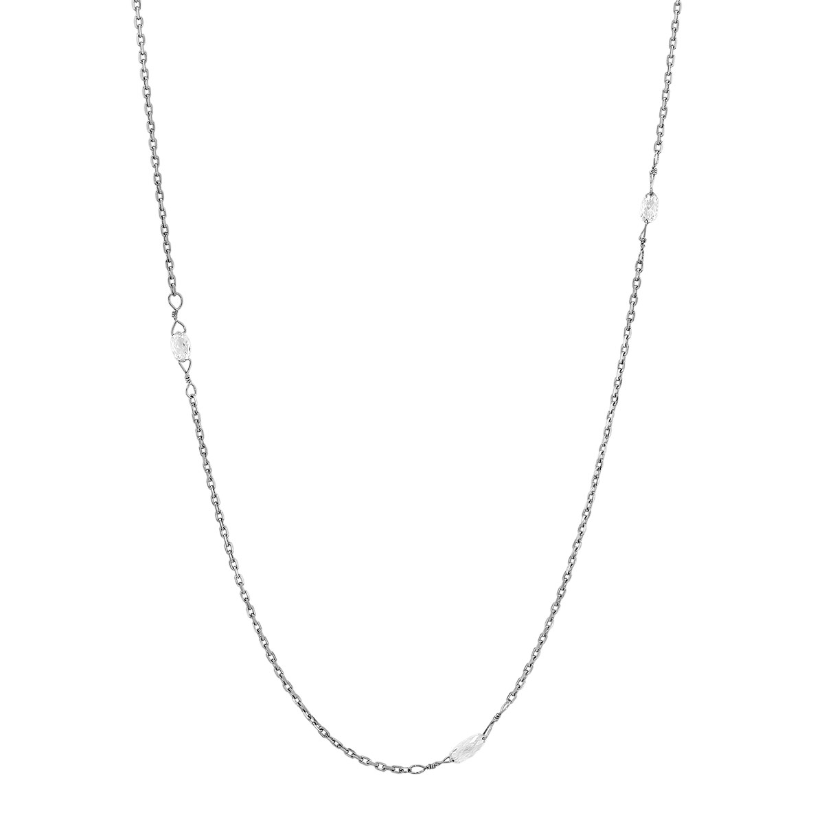 TARA Pearls Diamond Briolette 7 Station Necklace in Platinum, 23