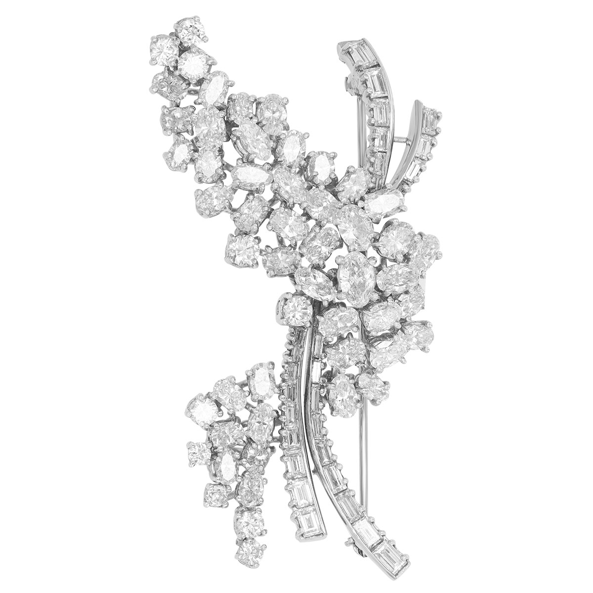 TARA Pearls Estate Multi-Shape Diamond Swirl Pin in Platinum