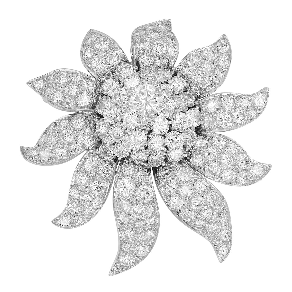 TARA Pearls Estate Diamond Pavé Flower Pin in Platinum