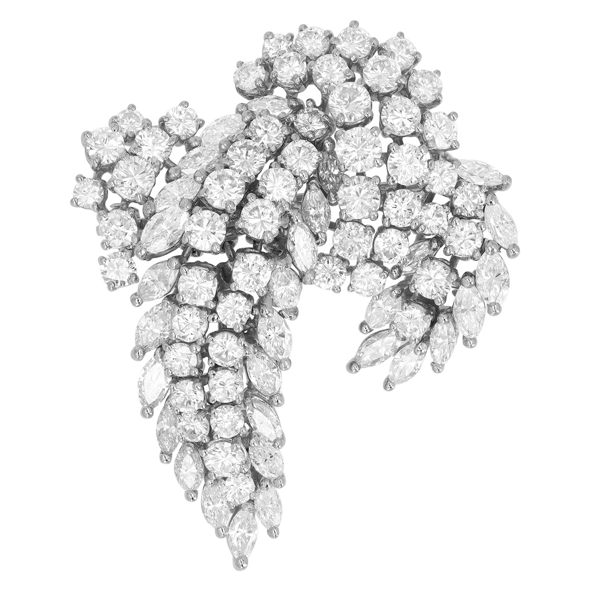 TARA Pearls Estate Multi-Shape Diamond Cluster Pin in Platinum