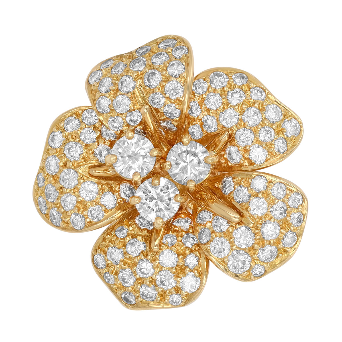 TARA Pearls Estate Diamond Pavé Flower Convertible Pin & Pendant in Yellow Gold