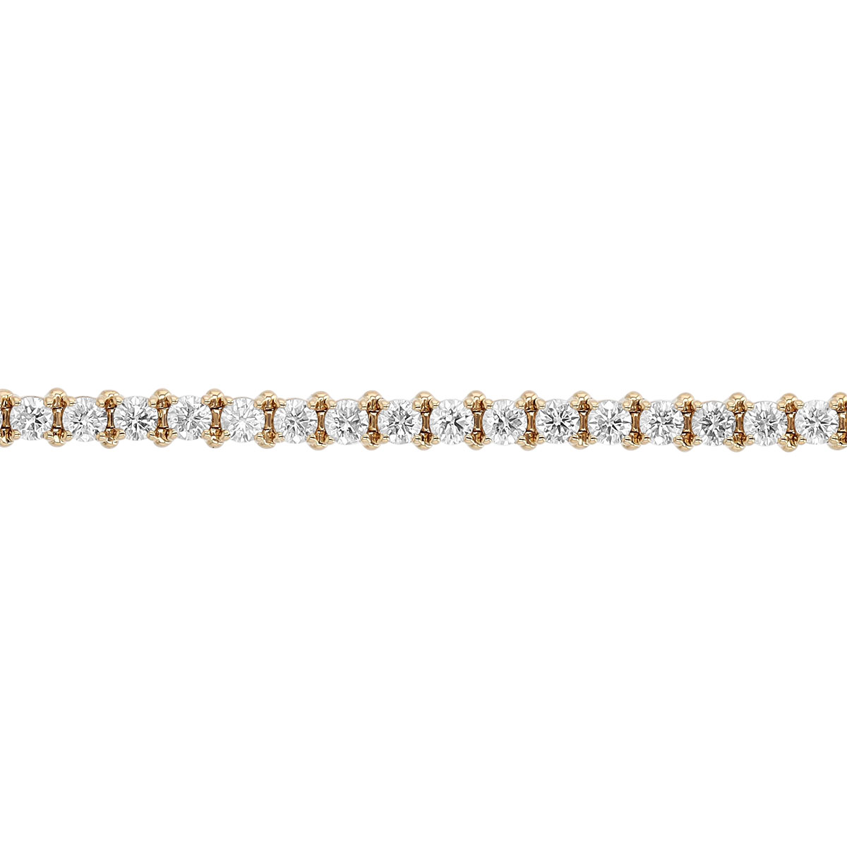 Round Diamond 4 Prong Tennis Bracelet in Yellow Gold, 7.05 aptw