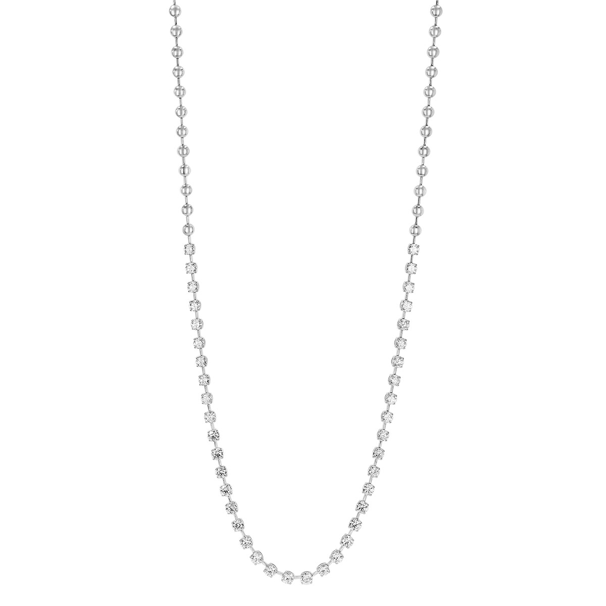 Lab-Grown Round Diamond Station Necklace in White Gold, 18
