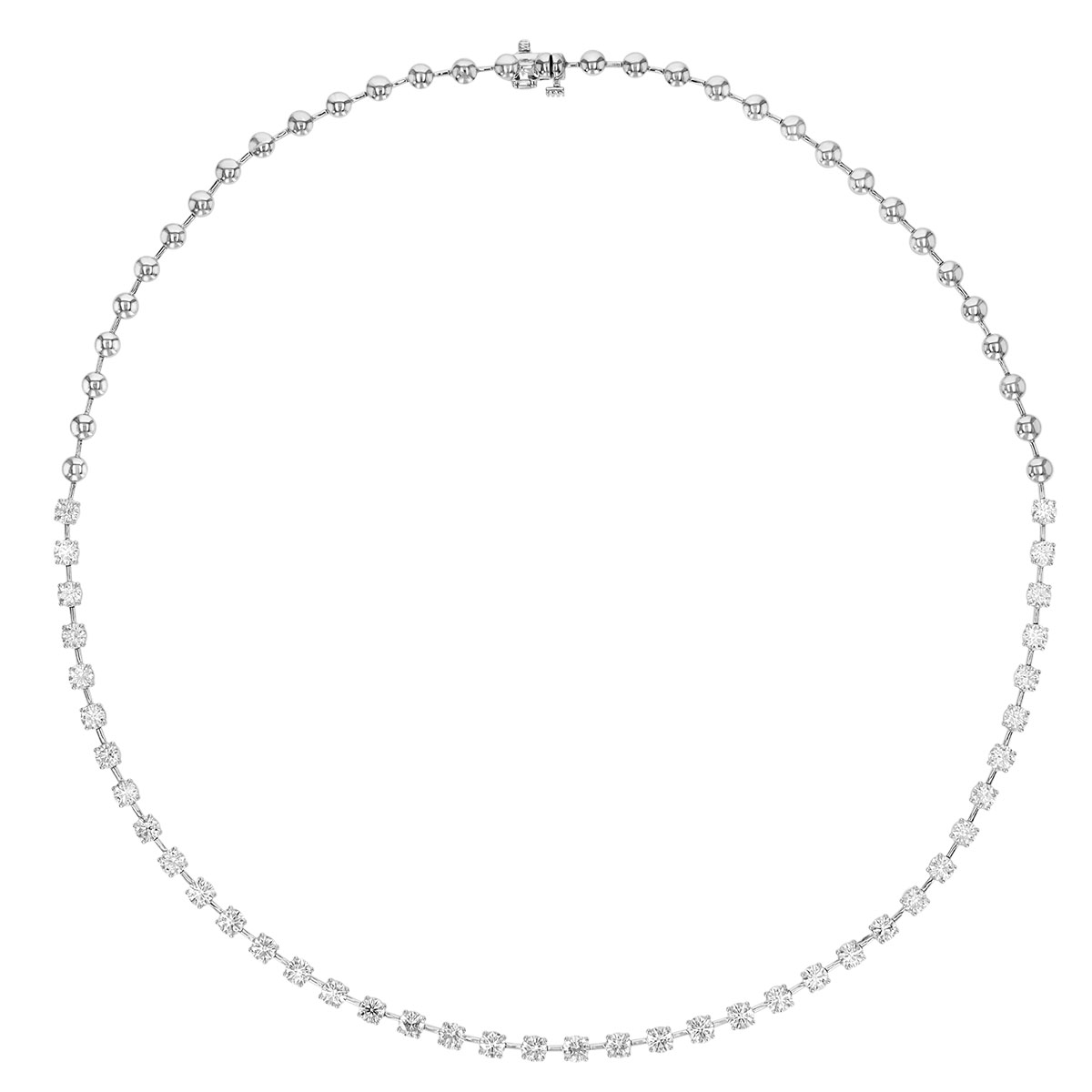 Lab-Grown Round Diamond Station Necklace in White Gold, 18