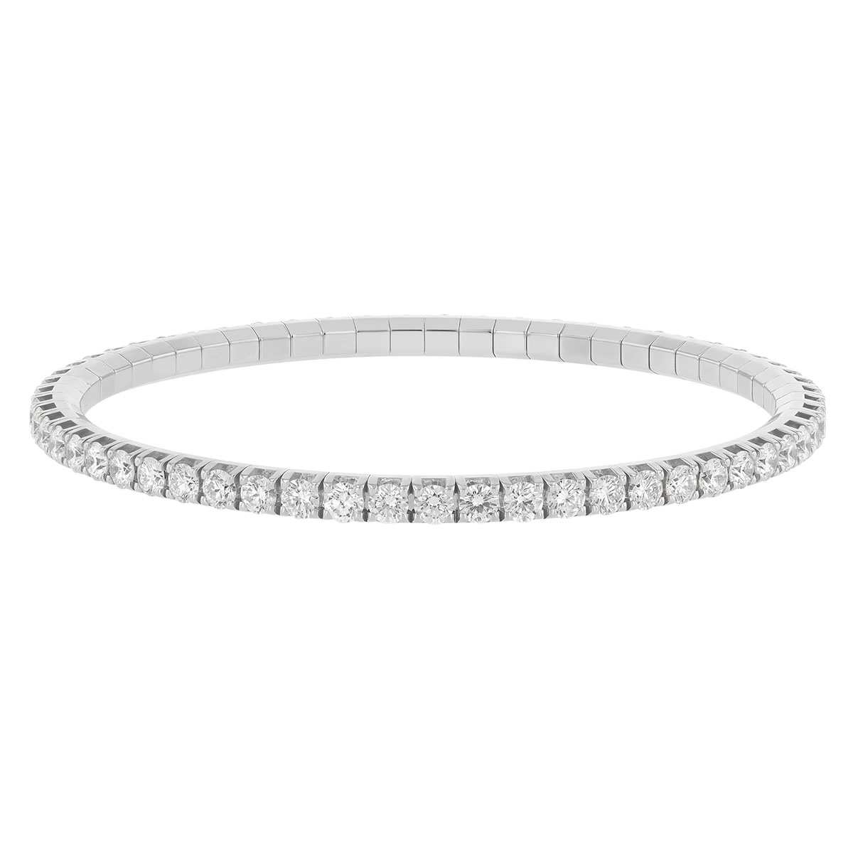 Demeglio Extensible Round Diamond Stretch Tennis Bracelet in White Gold, 5.50 cttw