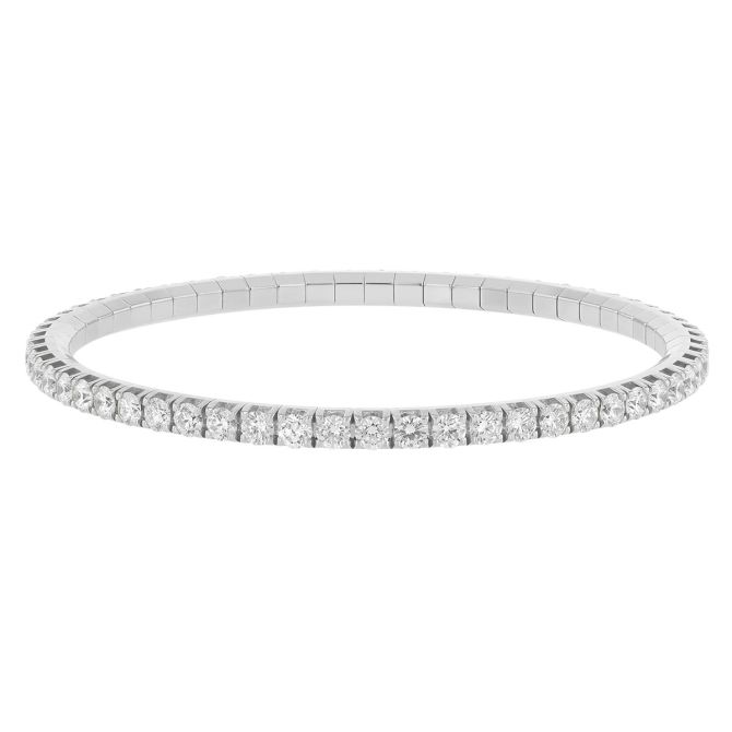 Demeglio Round Diamond Stretch Tennis Bracelet in White Gold, 5.50 cttw