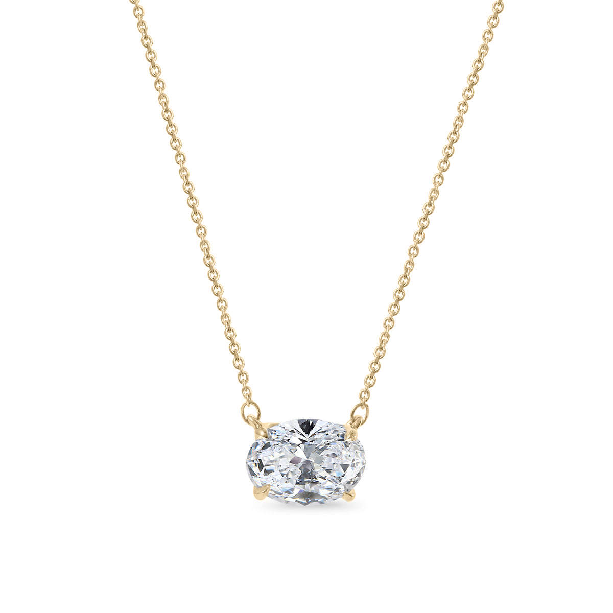 Clarity Diamond Signature Lab-Grown Oval Diamond Solitaire Pendant in Yellow Gold, 2.06 ct