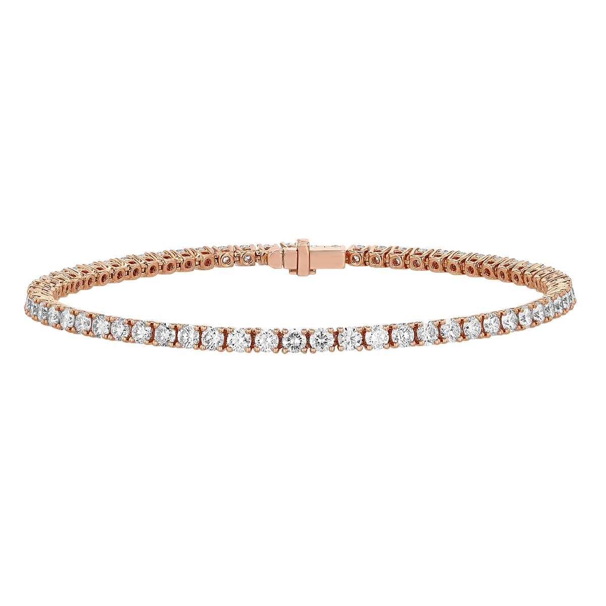 TARA Pearls Round Diamond 4 Prong Tennis Bracelet in Rose Gold, 7