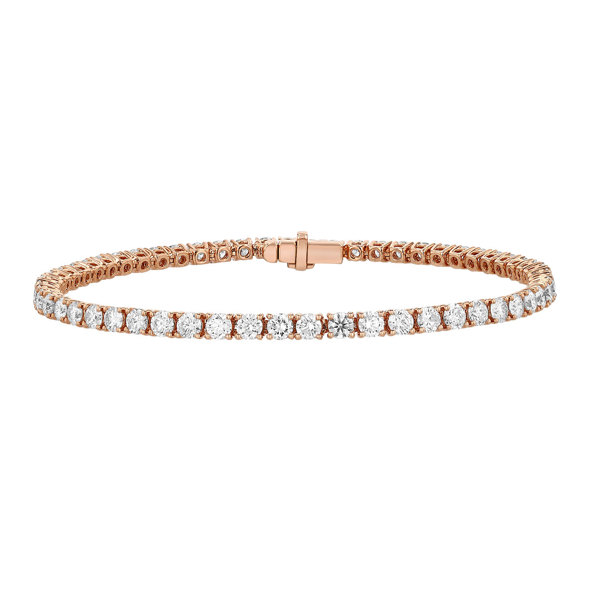 TARA Pearls Round Diamond 4 Prong Tennis Bracelet in Rose Gold, 7