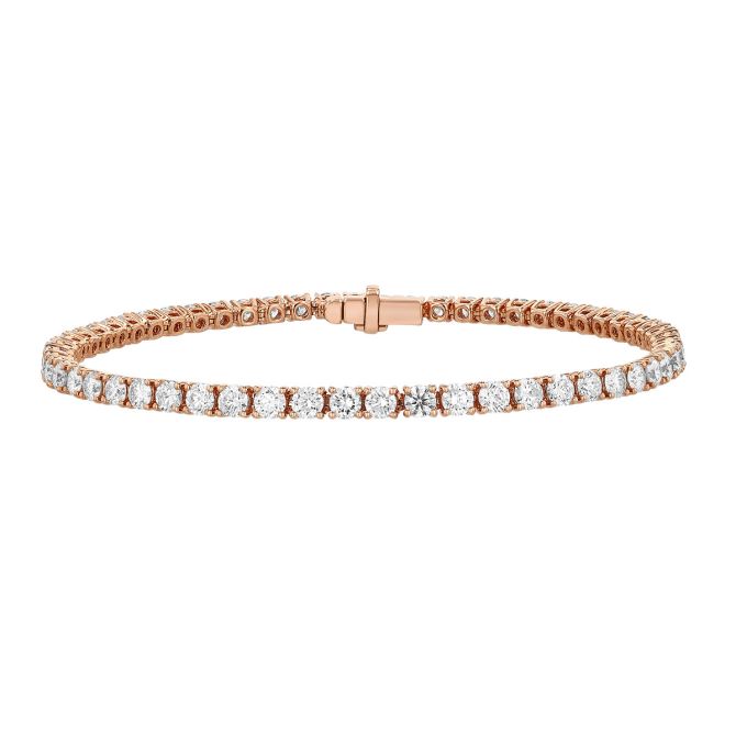 TARA Pearls Round Diamond 4 Prong Tennis Bracelet in Rose Gold, 7", 5.50 cttw