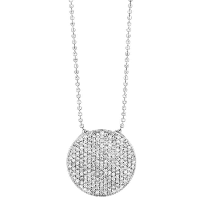 Phillips House Affair Diamond Pavé Disc Pendant in White Gold, 18"