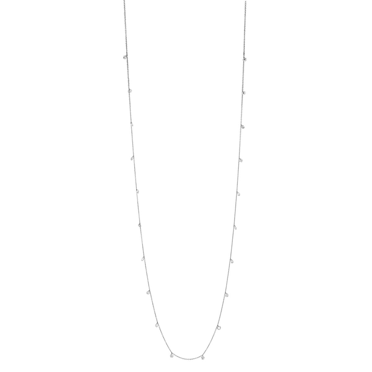 Aresa Diamond 20 Fringe Station Necklace in White Gold, 30