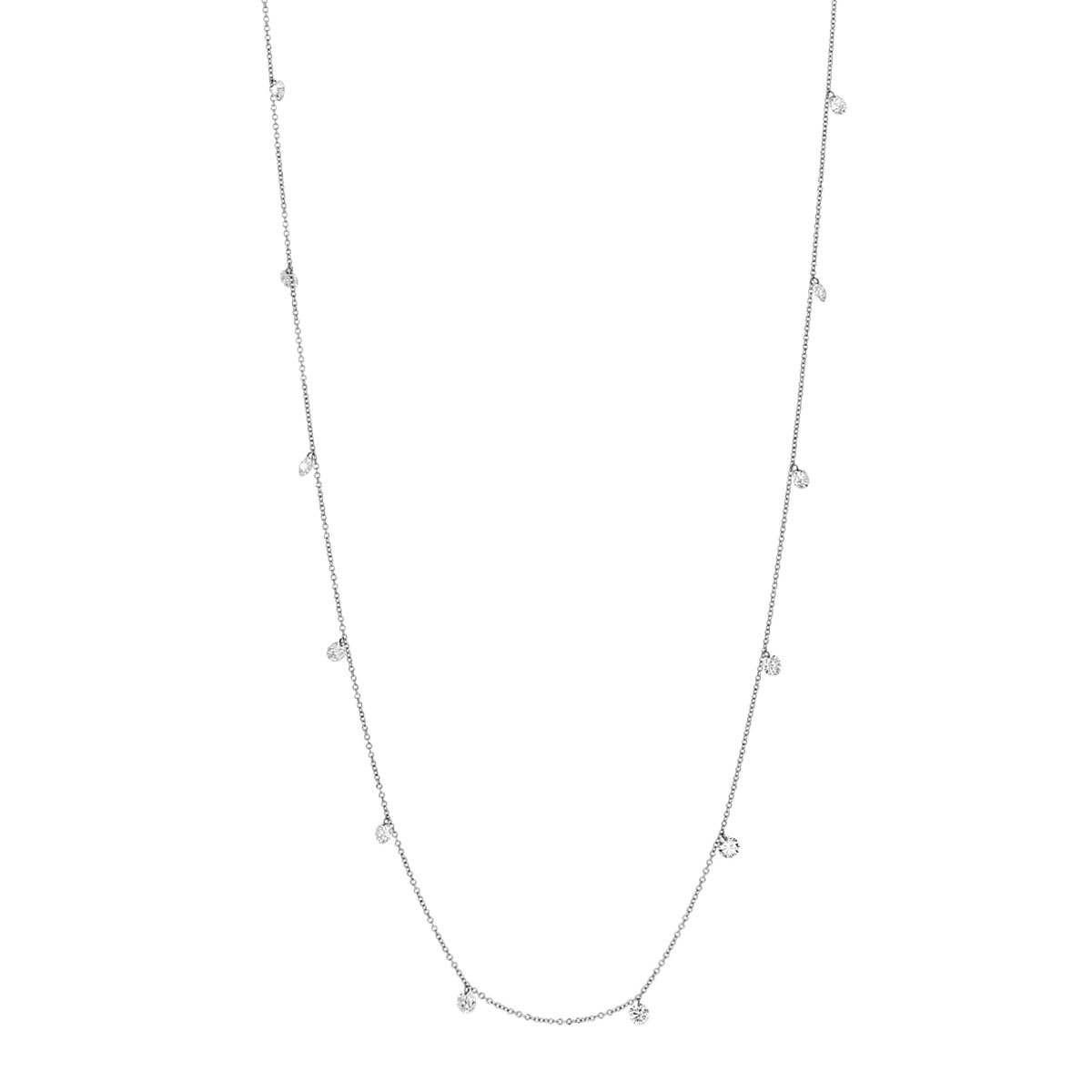 Aresa Diamond 20 Fringe Station Necklace in White Gold, 30