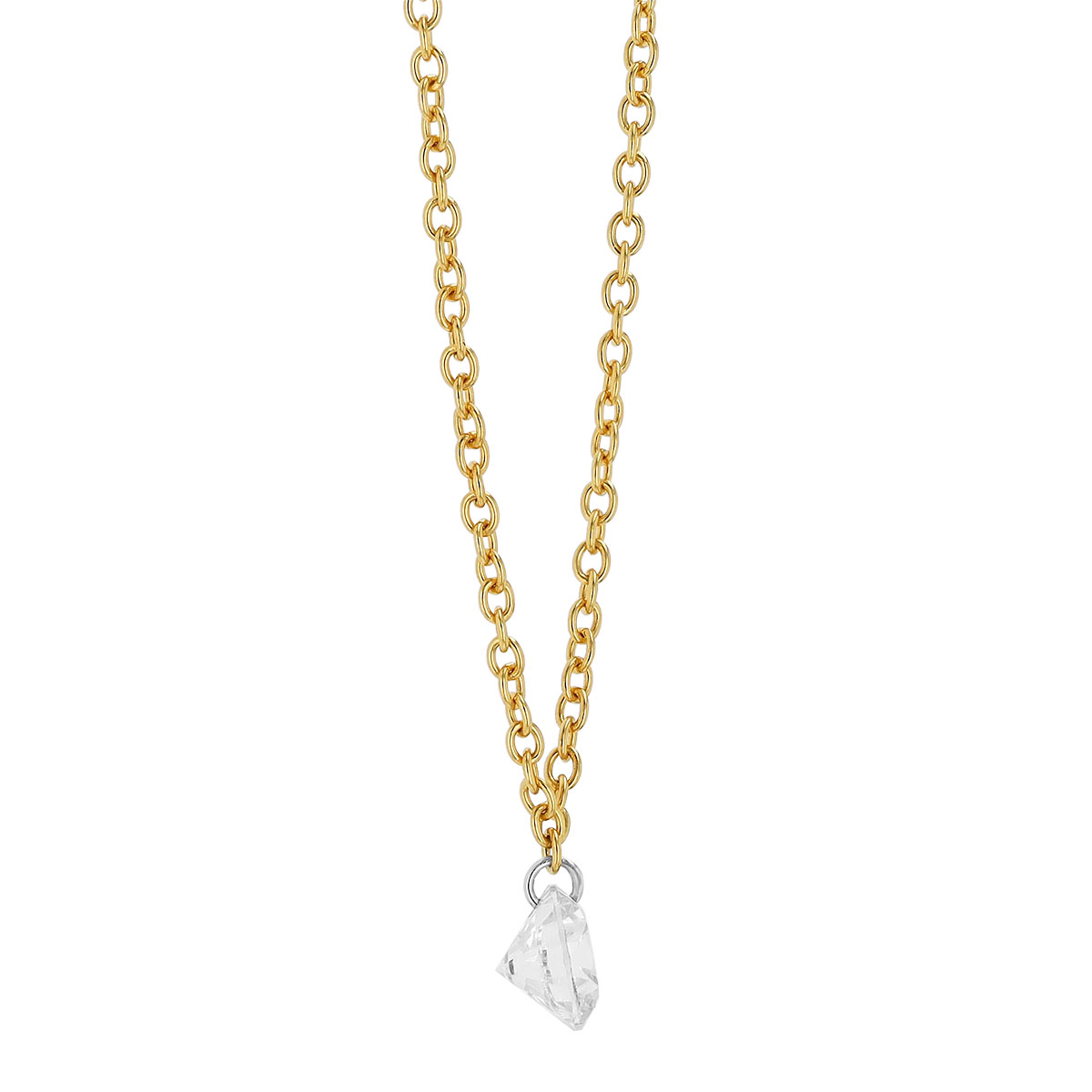 Aresa Round Diamond Solitaire Necklace in Yellow Gold, 18