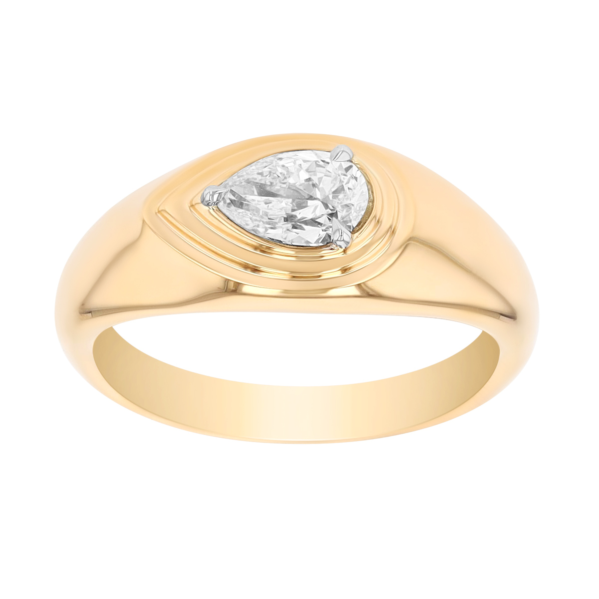 Phillips House Pear Shape Diamond Ripple Ring in Yellow Gold & Platinum