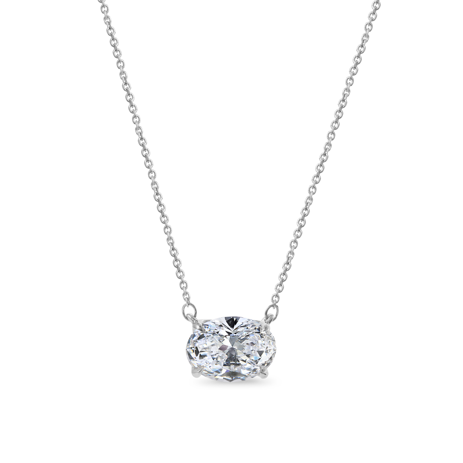 Clarity Diamond Signature Lab-Grown Oval Diamond Solitaire Pendant in White Gold, 2.03 ct