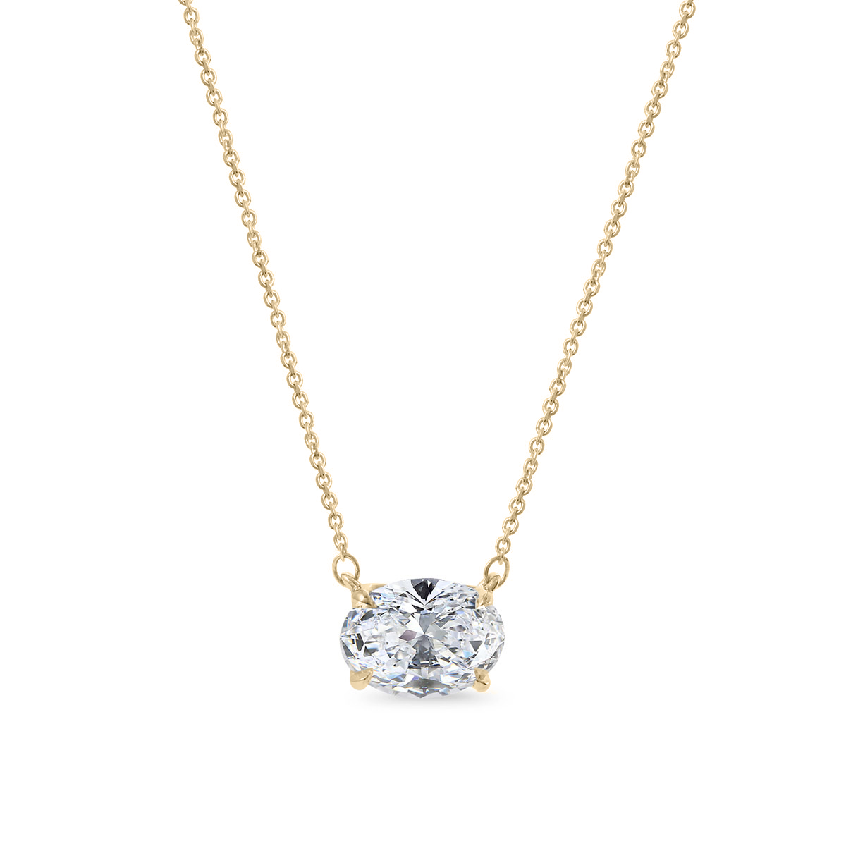 Clarity Diamond Signature Lab-Grown Oval Diamond Solitaire Pendant in Yellow Gold, 2.06 ct