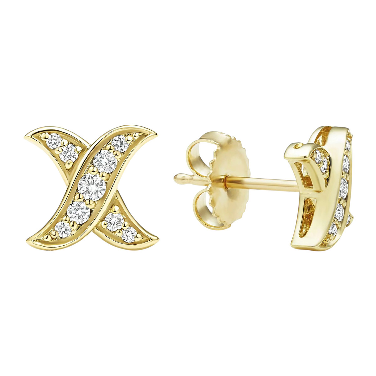 LAGOS Embrace 18K Gold X Diamond Stud Earrings