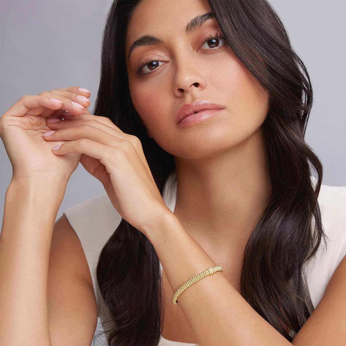 LAGOS Embrace 18K Gold X Diamond Caviar Bracelet, 7