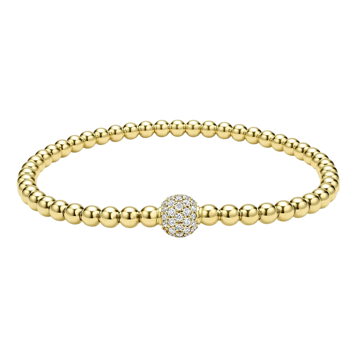 LAGOS Caviar Gold 18K Gold & Diamond Bead Bracelet, 4mm