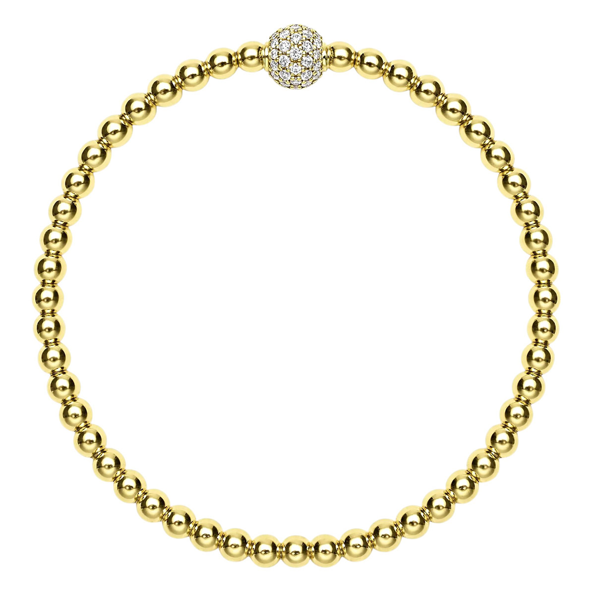 LAGOS Caviar Gold 18K Gold & Diamond Bead Bracelet, 4mm