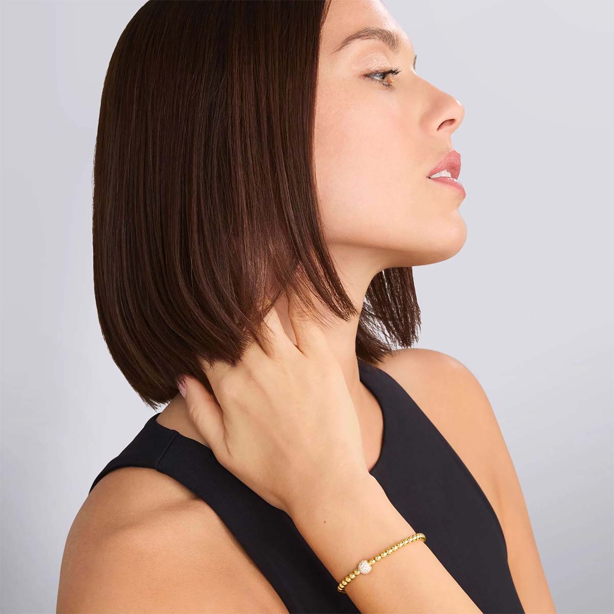 LAGOS Caviar Gold 18K Gold & Diamond Bead Bracelet, 4mm