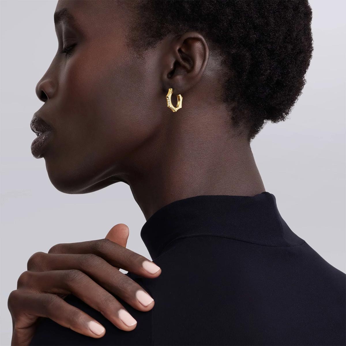 LAGOS Caviar Gold 18K Gold Caviar Hexagon Diamond Huggie Earrings