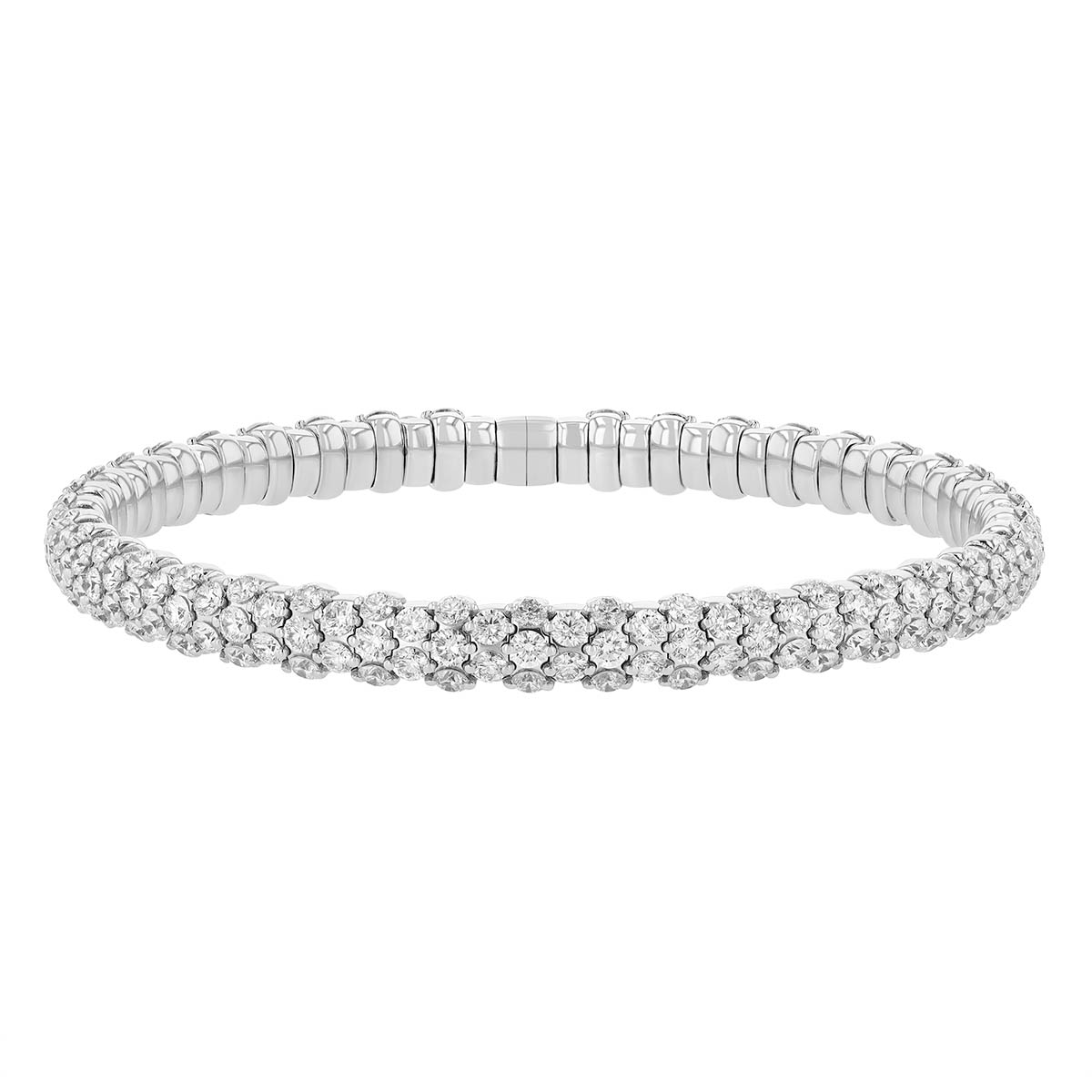 Zydo Collection Diamond Pavé Slim Stretch Bracelet in White Gold