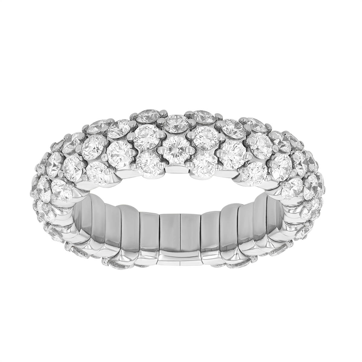 Zydo Collection Diamond Pavé Slim Stretch Ring in White Gold