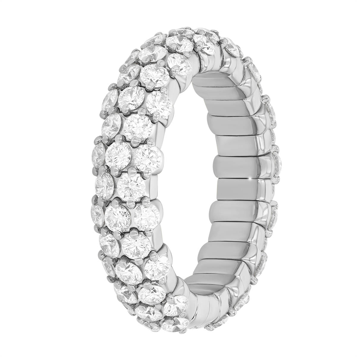 Zydo Collection Diamond Pavé Slim Stretch Ring in White Gold