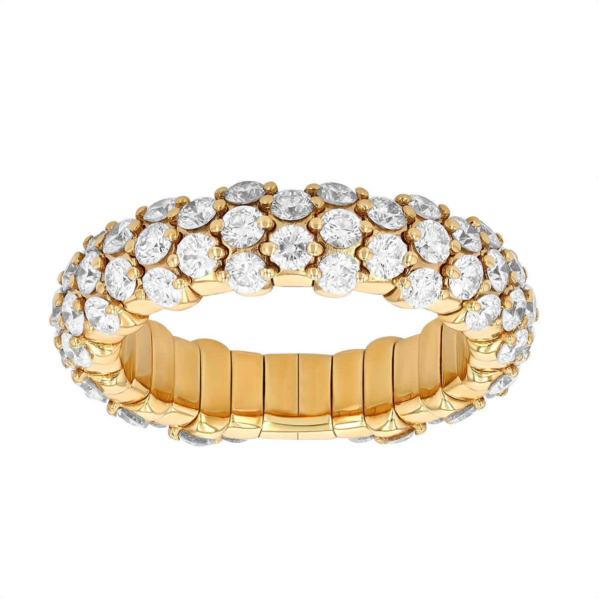 Zydo Collection Diamond Pavé Slim Stretch Ring in Yellow Gold