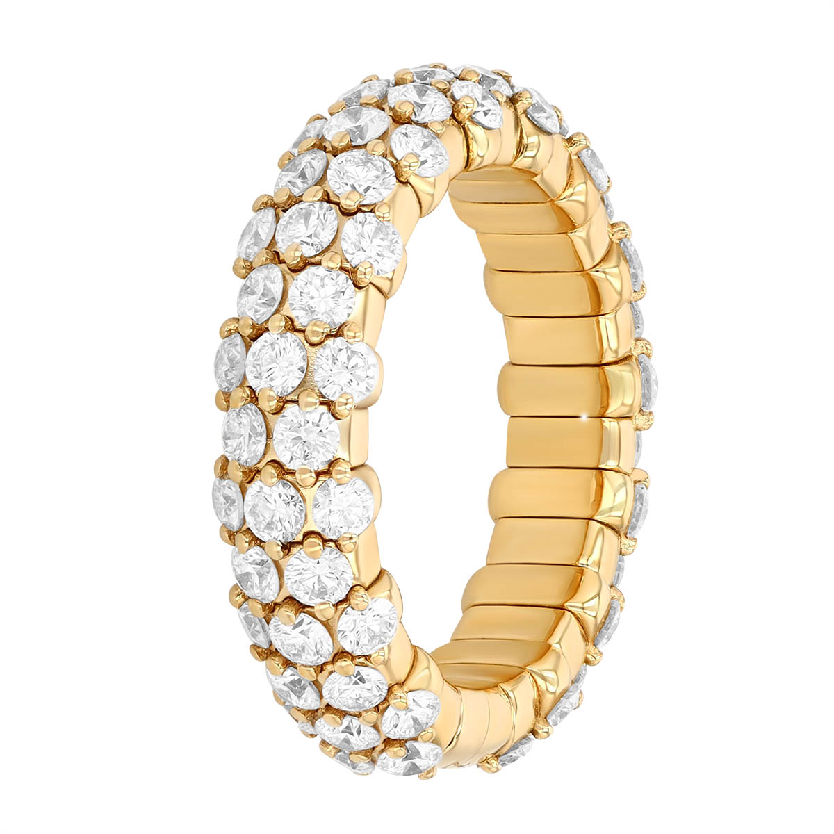 Zydo Collection Diamond Pavé Slim Stretch Ring in Yellow Gold