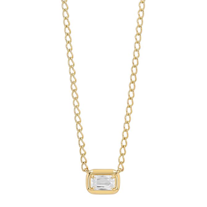 Kwiat Ashoka Diamond Bezel Solitaire Pendant in Yellow Gold, 16"