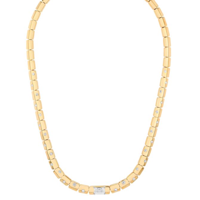 Kwiat Cobblestone Ashoka & Diamond Necklace in Yellow Gold, 16"