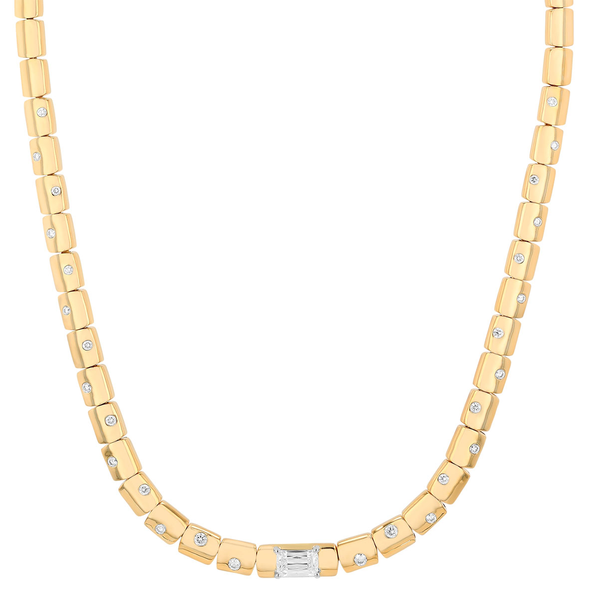 Kwiat Cobblestone Ashoka & Diamond Necklace in Yellow Gold, 16