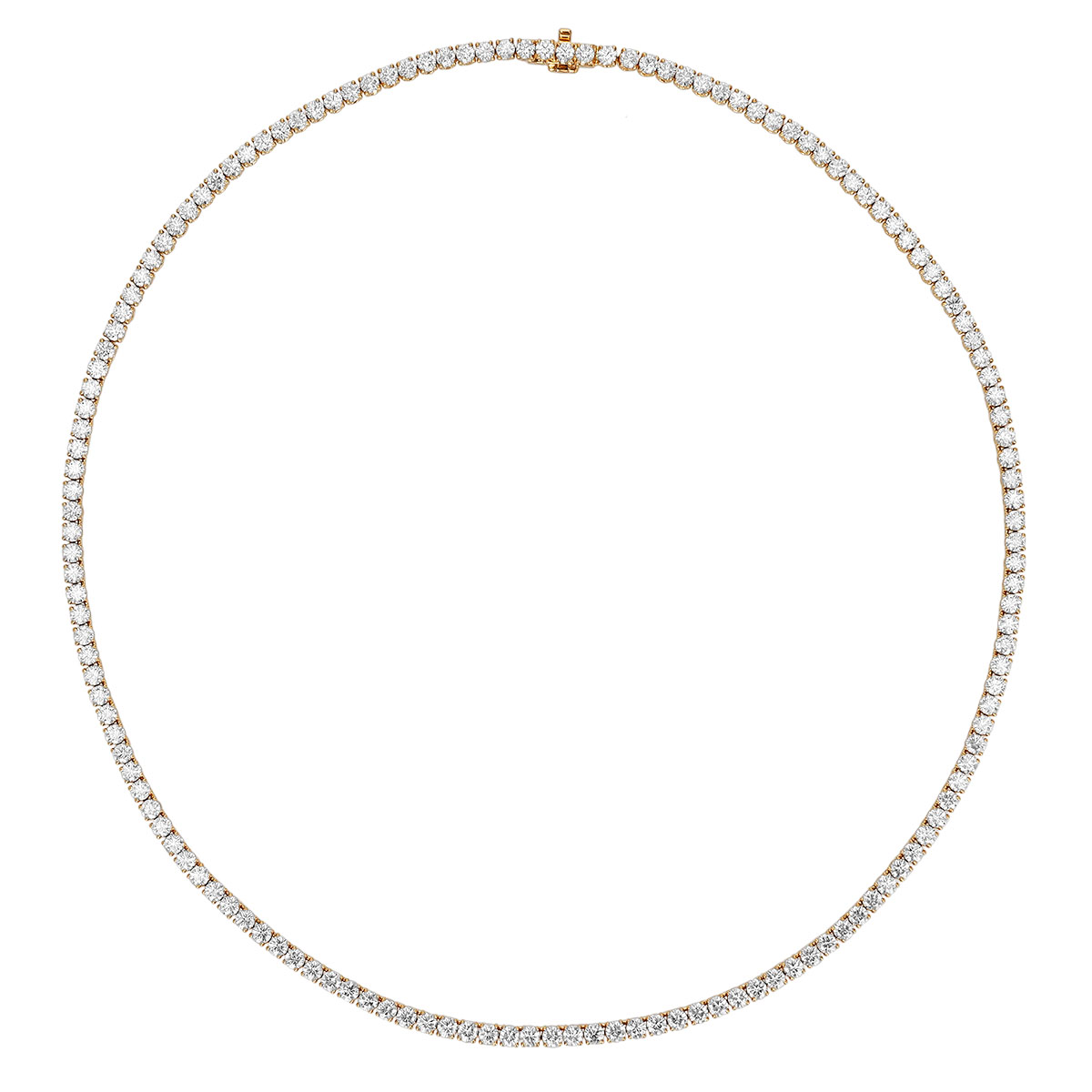 Kwiat Round Diamond Tennis Necklace in Yellow Gold, 16